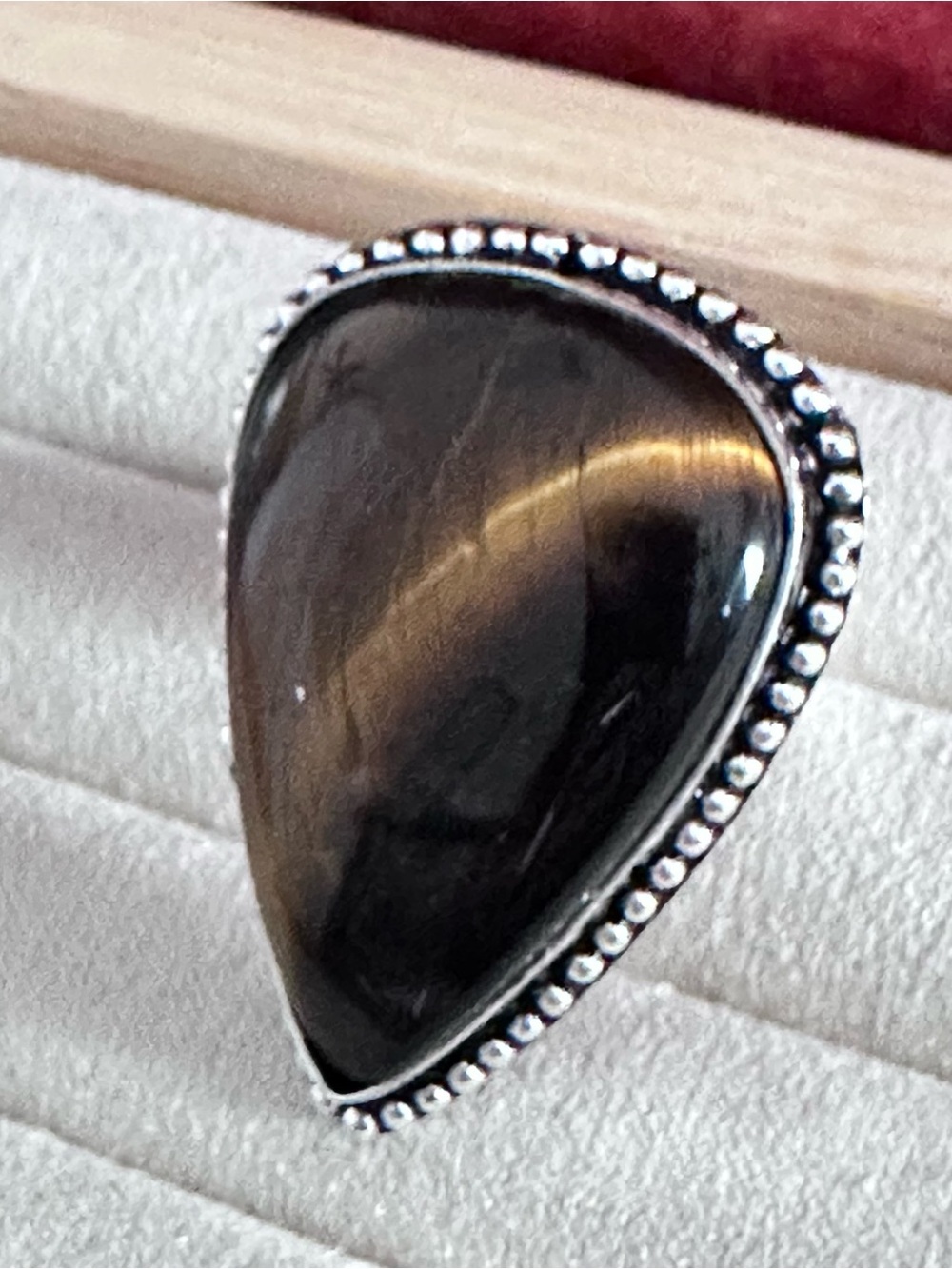 Tigers Eye Gemstone Handcrafted Artisan polished Brown Teardrop LARGE STONE 8.25